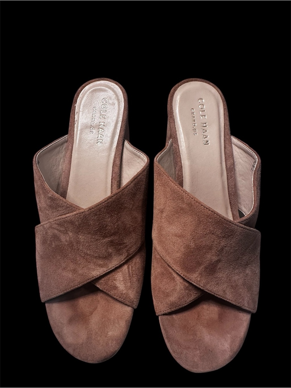 Cole Haan Women's Taupe Suede Slip-On Sandals Size 6